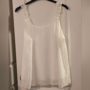 Elegant White Sleeveless Top Sz XL